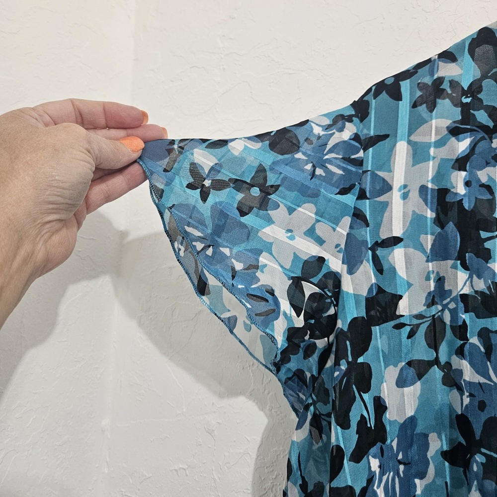 Vtg Notations Open Front Tie blouse Size 2x Floral Sheer Layering Ruffles Office - Picture 3 of 7